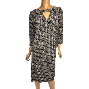 Miss Tina Sheath Dress XXL Beige,Brown ,Blue ,Black 3/4 Sleeve Front Keyhole